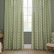 Sanderson Sessile Leaf Motif Lined Pencil Pleat Curtains, Sage