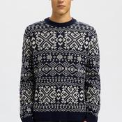 Selected Homme Jacquard Knit Jumper, Navy Multi