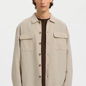 Selected Homme Leroy Linen Blend Overshirt, Beige