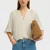 Selected Femme Viva V Neck Linen Blend Blouse, White image
