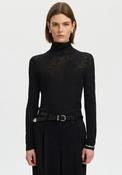 Selected Femme Wendy Merino Wool Roll Neck Top, Black image