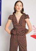 Sister Jane Arles Polka Dot Crop Top, Brown image
