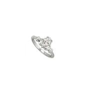 Solvar April Birthstone Claddagh Ring, Silver image