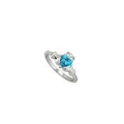 Solvar March Birthstone Claddagh Ring, Silver image