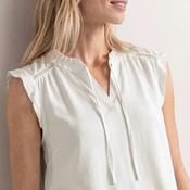 Street One Crochet Detail Tie Neck Top, White