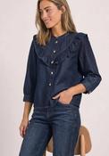 Street One Ruffle Detail Long Sleeve Denim Blouse, Blue image
