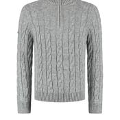 Superdry Jacob Cable Knit Half Zip Jumper, Grey