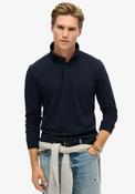 Superdry Long Sleeve Pique Polo Shirt, Eclipse Navy image