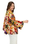 Powder Floral Short Velvet Jacket, Cream Multi image