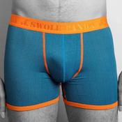 Swole Panda Herringbone Fitted Bamboo Boxers, Blue &amp; Orange image