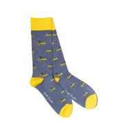 Swole Panda Yellow Digger Bamboo Socks, Grey UK7-11