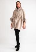 Serafina Collection Faux Fur Belted One Size Poncho, Taupe image