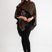 Serafina Collection Printed Knit One Size Poncho, Black