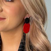 Seventy1 Disc Clip On Earrings, Red &amp; Black