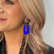 Seventy1 Disc Drop Clip On Earrings, Blue &amp; Silver