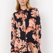 Soyaconcept Peach Floral Satin Shirt, Coral image