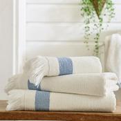 The Lyndon Company Oakwood Ridge Towel, Cream &amp; Blue image