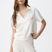Tiffosi Open Neck with Flower Print Polo T-Shirt, White