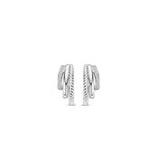 Ti Sento CZ Layered Oval Hoop Earrings, Silver image