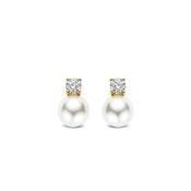 Ti Sento CZ &amp; Pearl Stud Earrings, Gold image