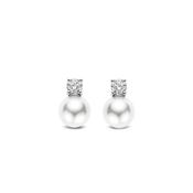 Ti Sento CZ &amp; Pearl Stud Earrings, Silver image