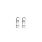 Ti Sento CZ Stripe Half Hoop Earrings, Silver image