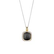 Ti Sento Grey Blue Pearl Cushion CZ Pendant Necklace, Silver
