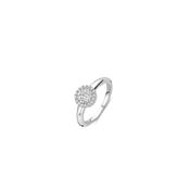 Ti Sento Pavé Halo Solitaire Ring, Silver