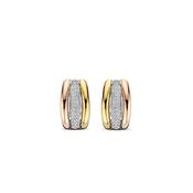 Ti Sento Tricolour CZ Triple Hoop Earrings, Gold &amp; Rose Gold image