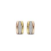 Ti Sento Tricolour CZ Triple Hoop Earrings, Gold &amp; Rose Gold image