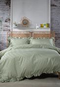 The Lyndon Company Gingham Frilled Duvet Cover Set, Sage Green image