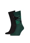 Tommy Hilfiger 2 Pack Classic Argyle Socks, Deep Green &amp; Black image