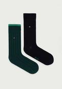 Tommy Hilfiger 2 Pair Cotton Blend Rib Socks, Deep Green &amp; Black image