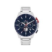 Tommy Hilfiger Men’s Bank Watch, Silver &amp; Navy image