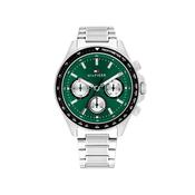 Tommy Hilfiger Men’s Clark Watch, Silver &amp; Green image
