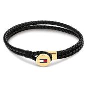 Tommy Hilfiger Men’s Double Braided Leather Bracelet, Gold &amp; Black