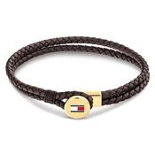 Tommy Hilfiger Men’s Double Braided Leather Bracelet, Gold &amp; Brown