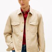 Tommy Hilfiger Flag Embroidery Twill Overshirt, Light Beige