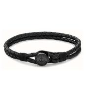 Tommy Hilfiger Mens Nautical Leather Braided Bracelet, Black image