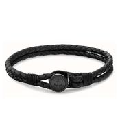 Tommy Hilfiger Mens Nautical Leather Braided Bracelet, Black image
