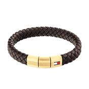 Tommy Hilfiger Mens Leather Braided Bracelet, Brown image