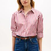 Tommy Hilfiger Classic Oversized Fit Poplin Shirt, Wine and White image