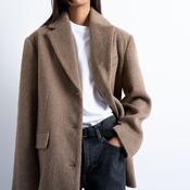 TOPSHOP Alexa Brushed Woven Blazer, Brown