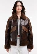TOPSHOP Julie Faux Leather Jacket, Brown image