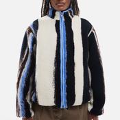TOPSHOP Bea Multi Stripe Zip Fleece Jacket, Cream Multi
