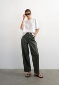 TOPSHOP Talla Faux Leather Barrel Leg Trousers, Green image