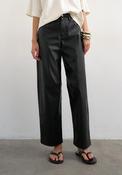 TOPSHOP Talla Faux Leather Barrel Leg Trousers, Black image