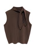 TOPSHOP Cassi Knitted Tie Neck Top, Brown image