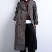 TOPSHOP Cally Herringbone Long Coat, Black