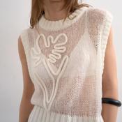 TOPSHOP Josephine Embroidered Sheet Knit Vest, Ivory image